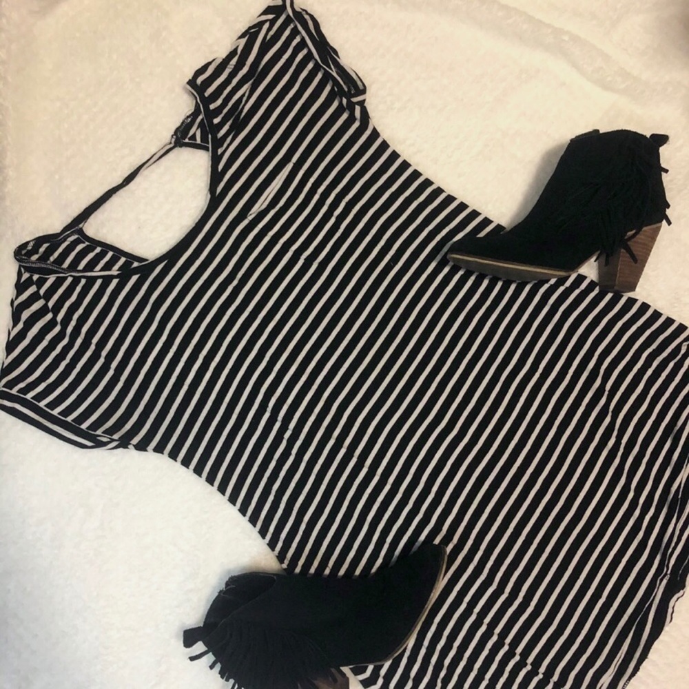 American Eagle black and White Striped Dress